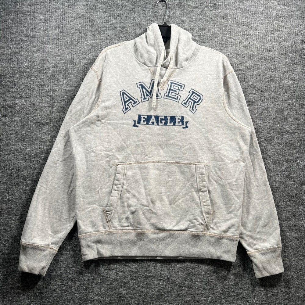 American Eagle Outfitters Mens Athletic Fit Hoodie Heather Gray Graphic Size M